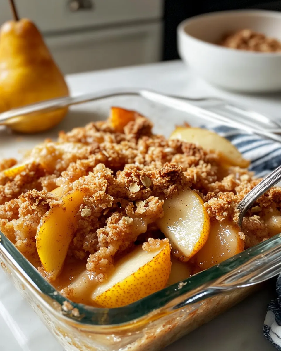 Easy Brown Butter Pear Crumble food shot