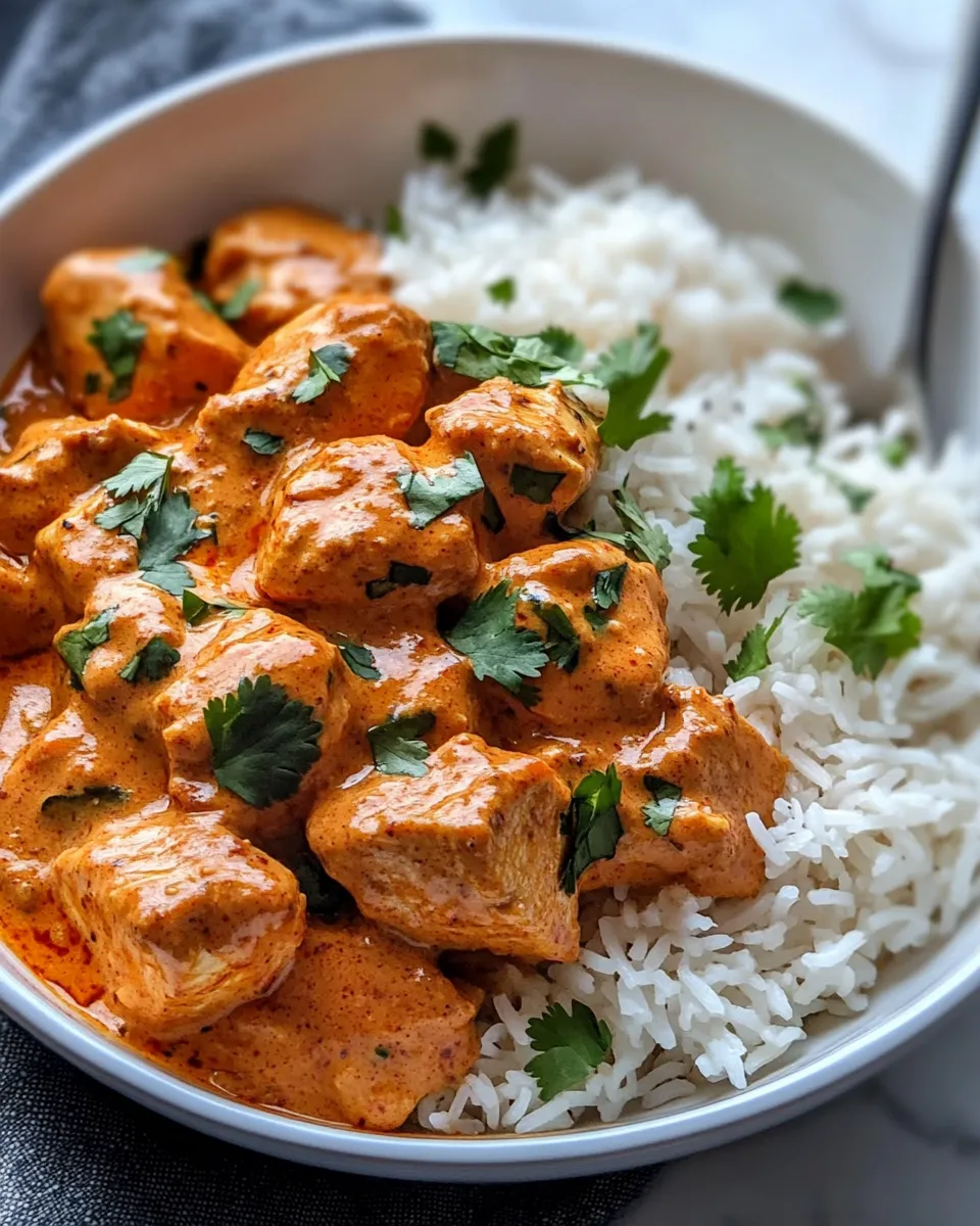 Easy Butter Chicken with Turmeric Rice food shot
