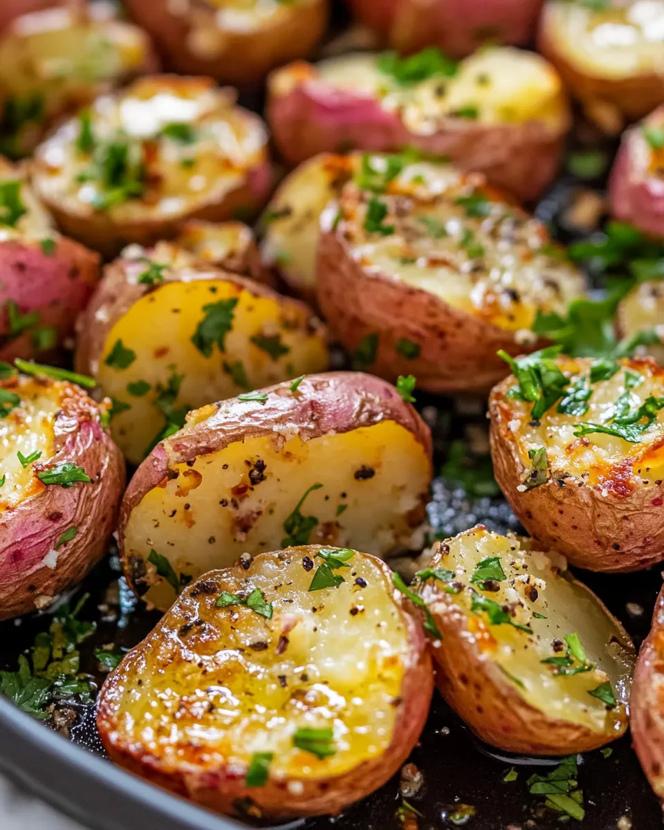 Delicious Buttery Herb Smashed Red Potatoes plate image