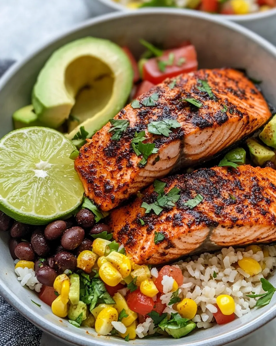 Classic Cajun Blackened Salmon Rice Bowls dish photo