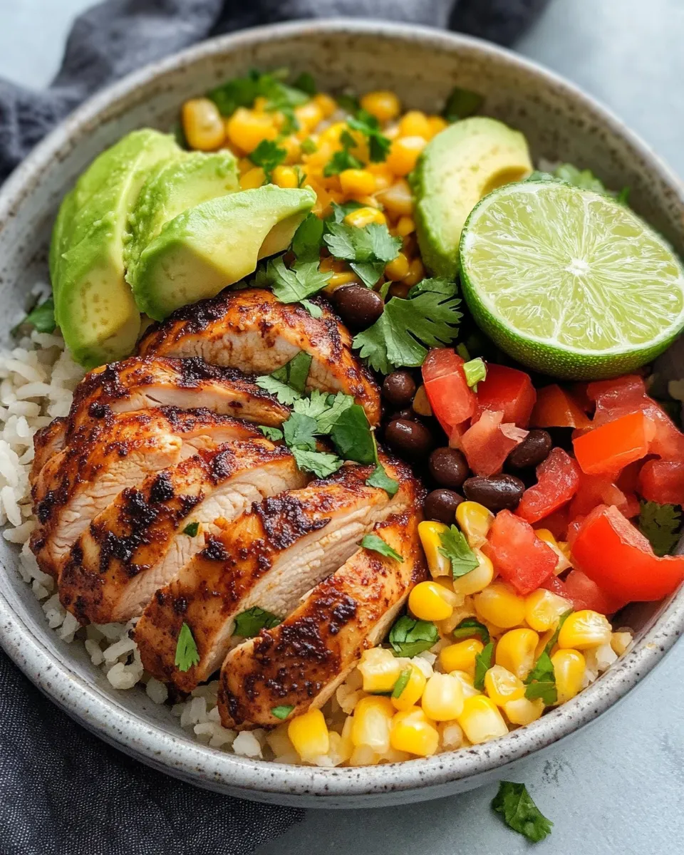 Delicious Caribbean Jerk Chicken Rice Bowls food shot