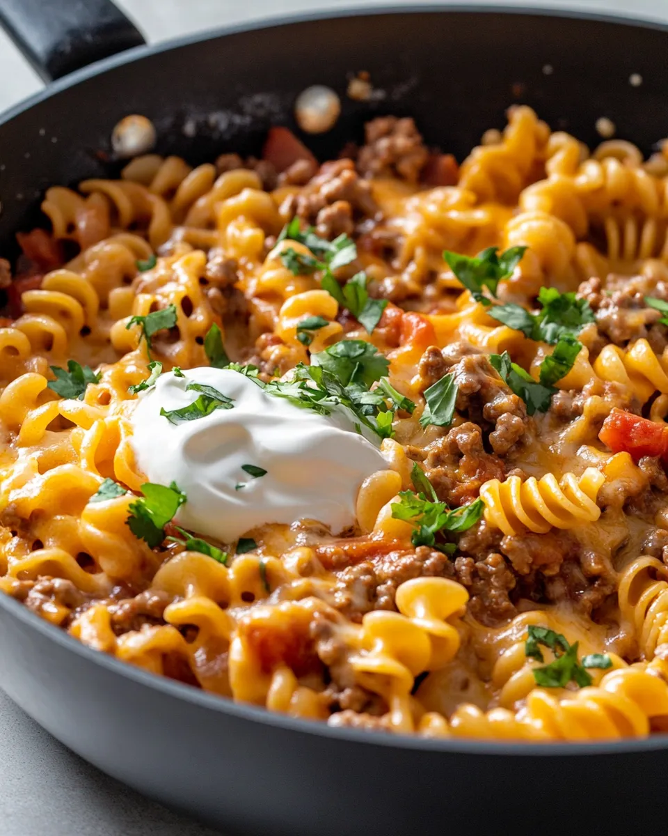 Classic Cheesy Taco Pasta Skillet dish photo