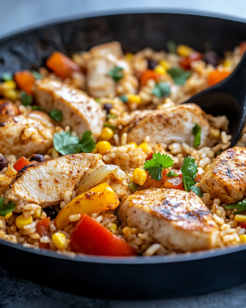 Delicious Chicken Fajita Rice Skillet plate image