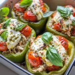 Homemade Chicken Pesto Caprese Stuffed Peppers recipe photo