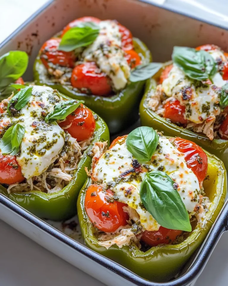 Homemade Chicken Pesto Caprese Stuffed Peppers recipe photo