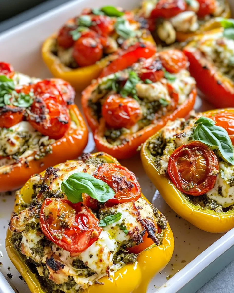Classic Chicken Pesto Caprese Stuffed Peppers dish photo