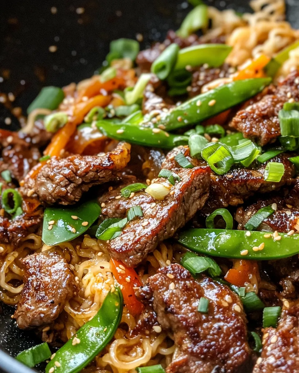 Easy Chili Garlic Beef Ramen Skillet recipe photo