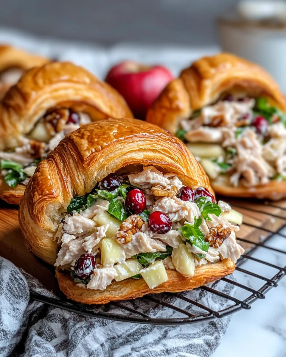 Easy Cranberry Apple Chicken Salad Croissants food shot