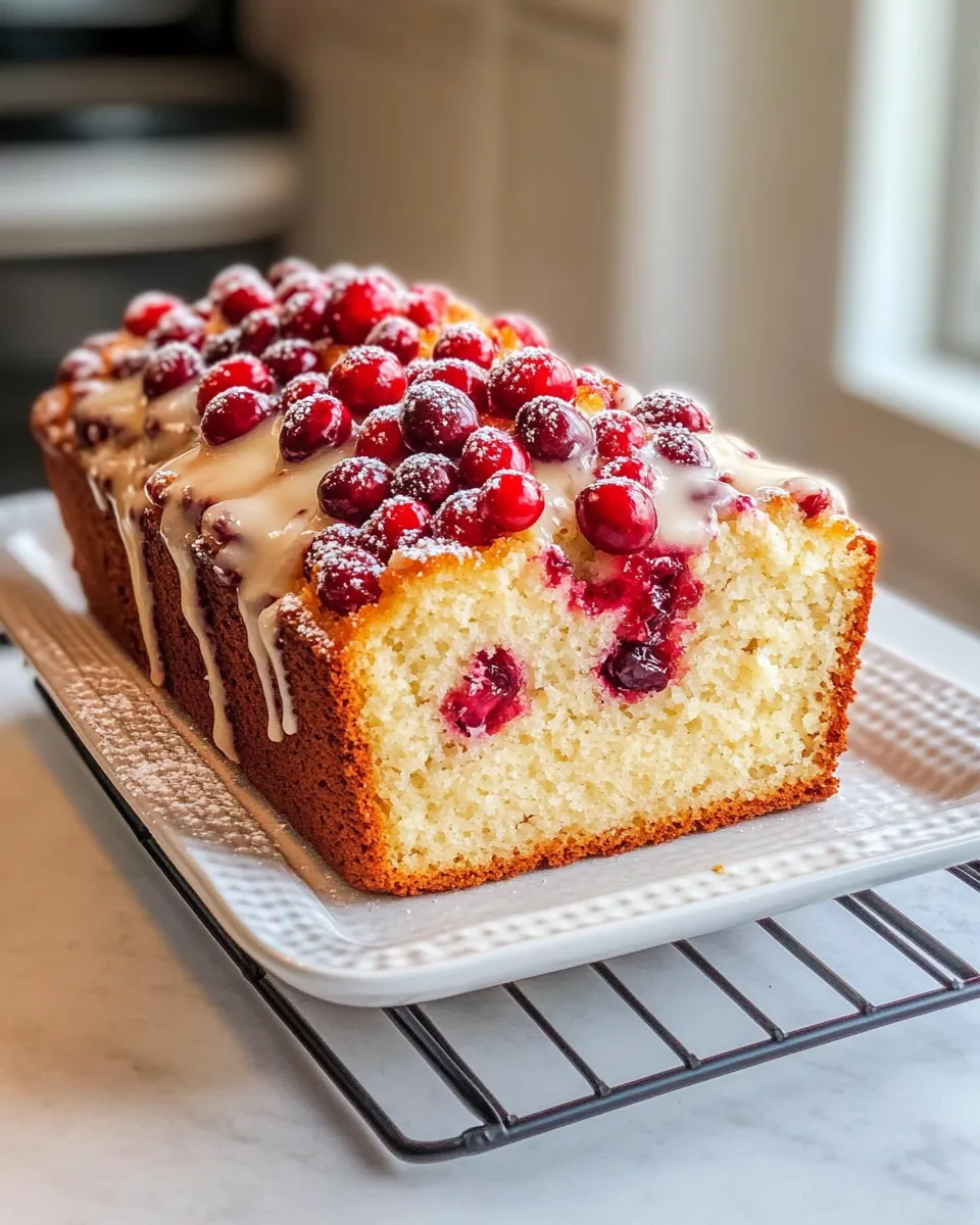 Classic Cranberry Orange Loaf With Glaze food shot