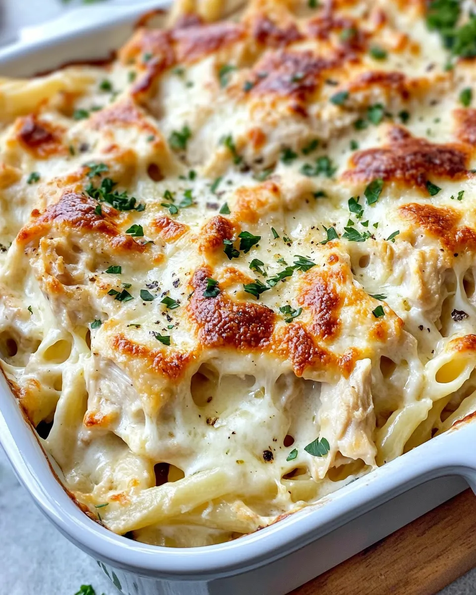 Easy Creamy Alfredo Chicken Bake food shot