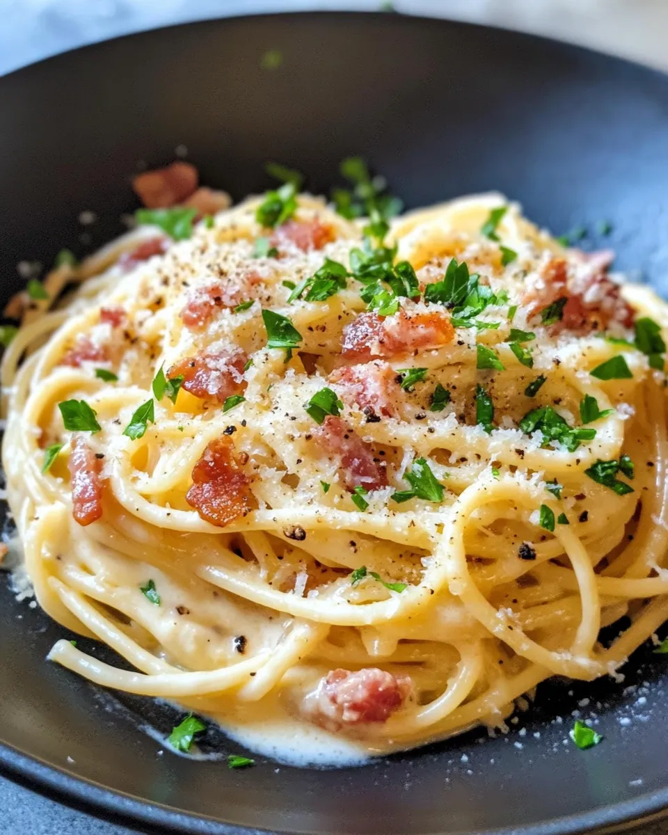Delicious Creamy Bacon-Free Carbonara (Turkey) plate image