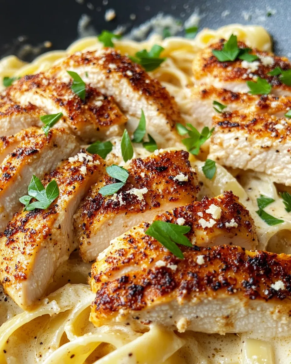 Easy Creamy Cajun Chicken Alfredo food shot