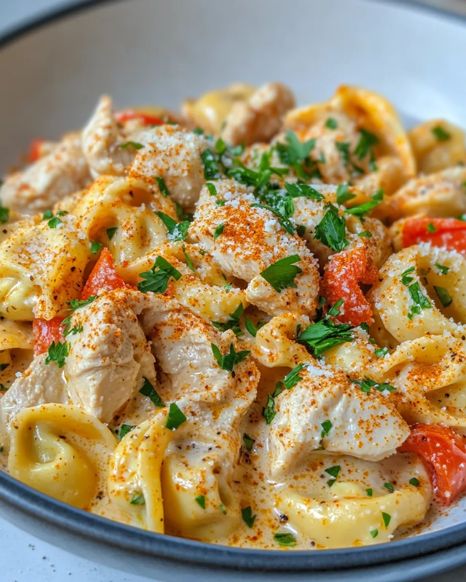 Easy Creamy Cajun Chicken Tortellini food shot