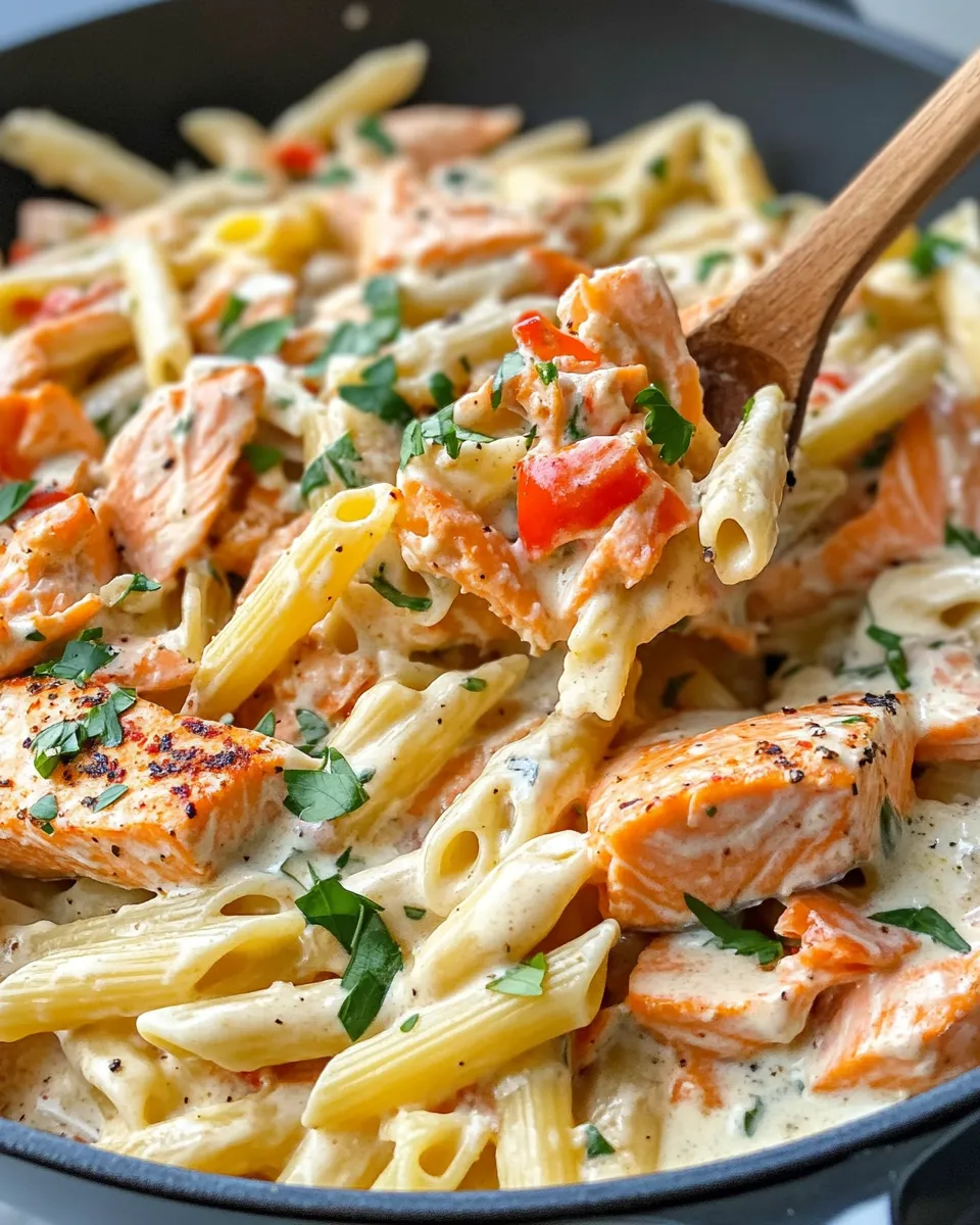 Delicious Creamy Cajun Salmon Penne dish photo