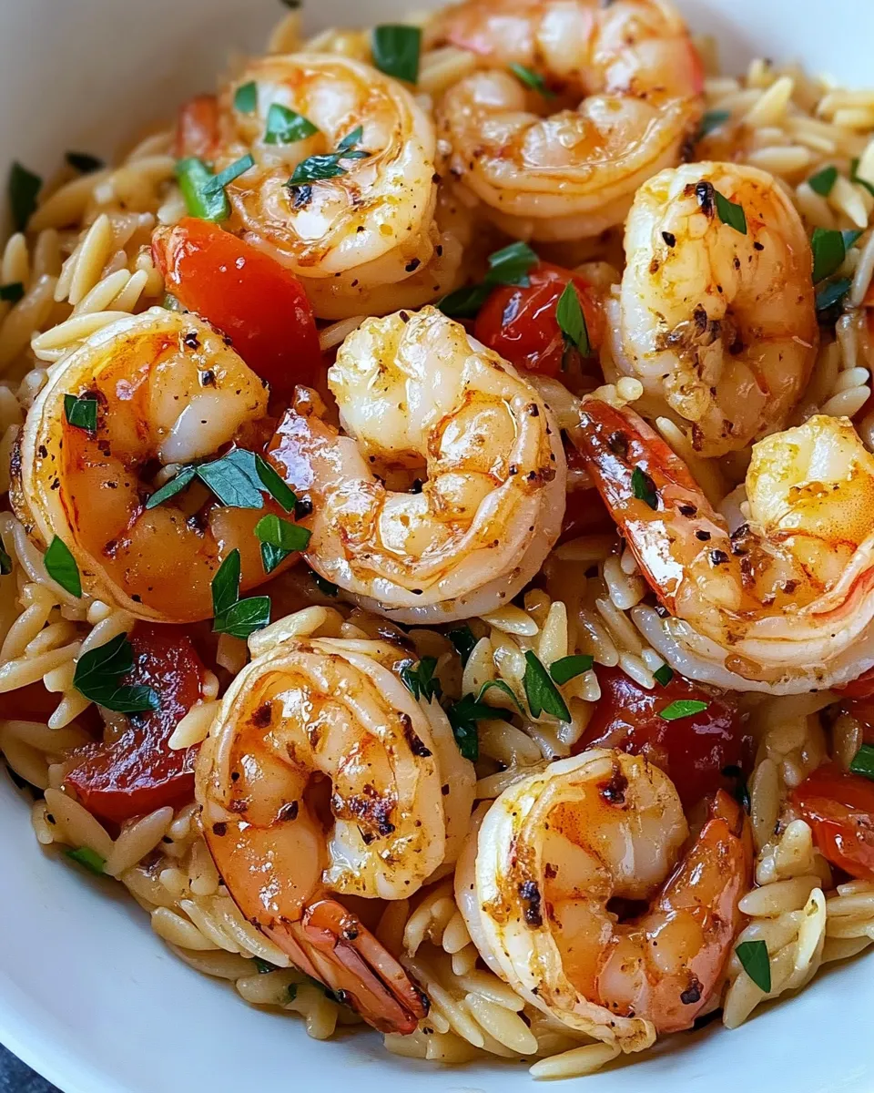 Easy Creamy Cajun Shrimp Orzo food shot