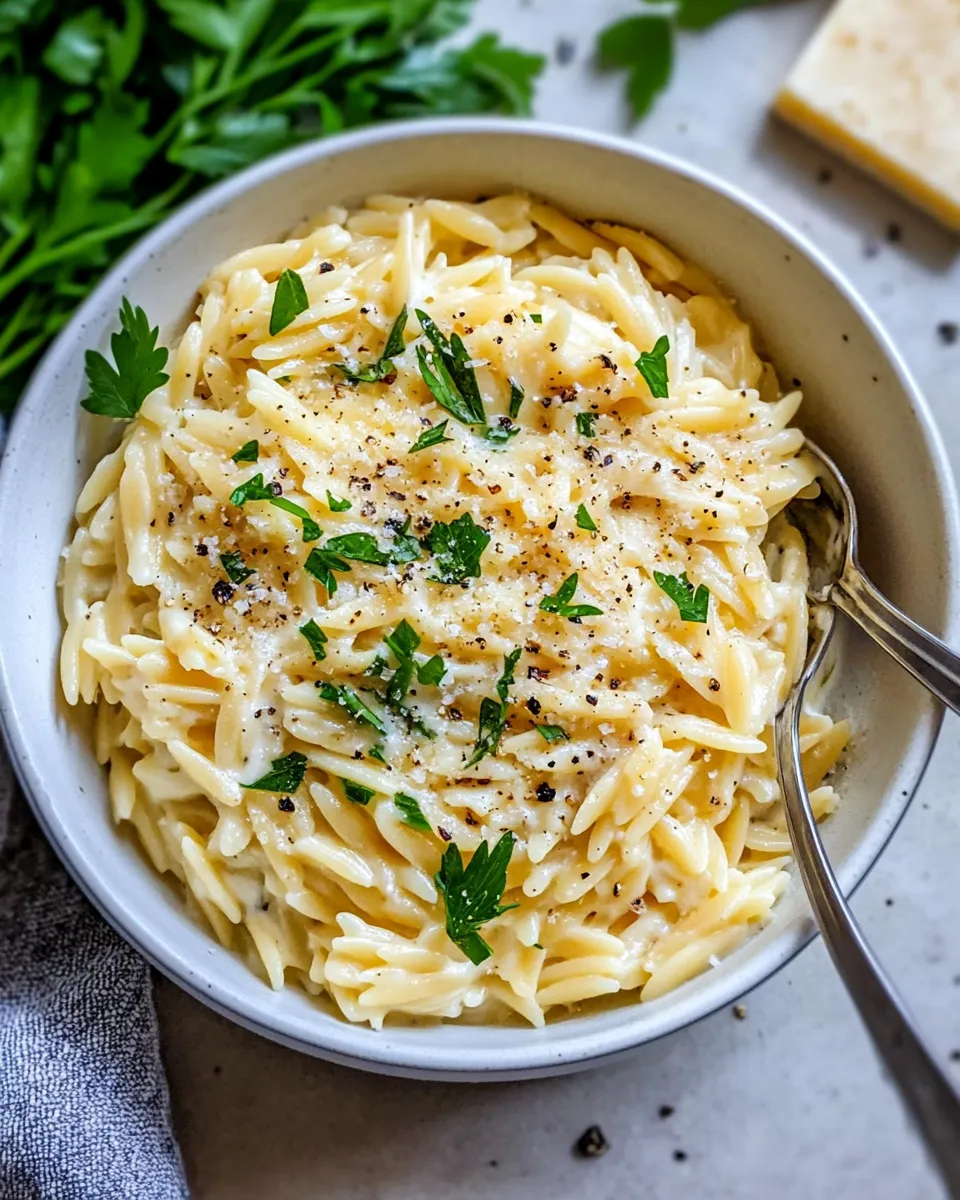 Classic Creamy Garlic Parmesan Orzo dish photo