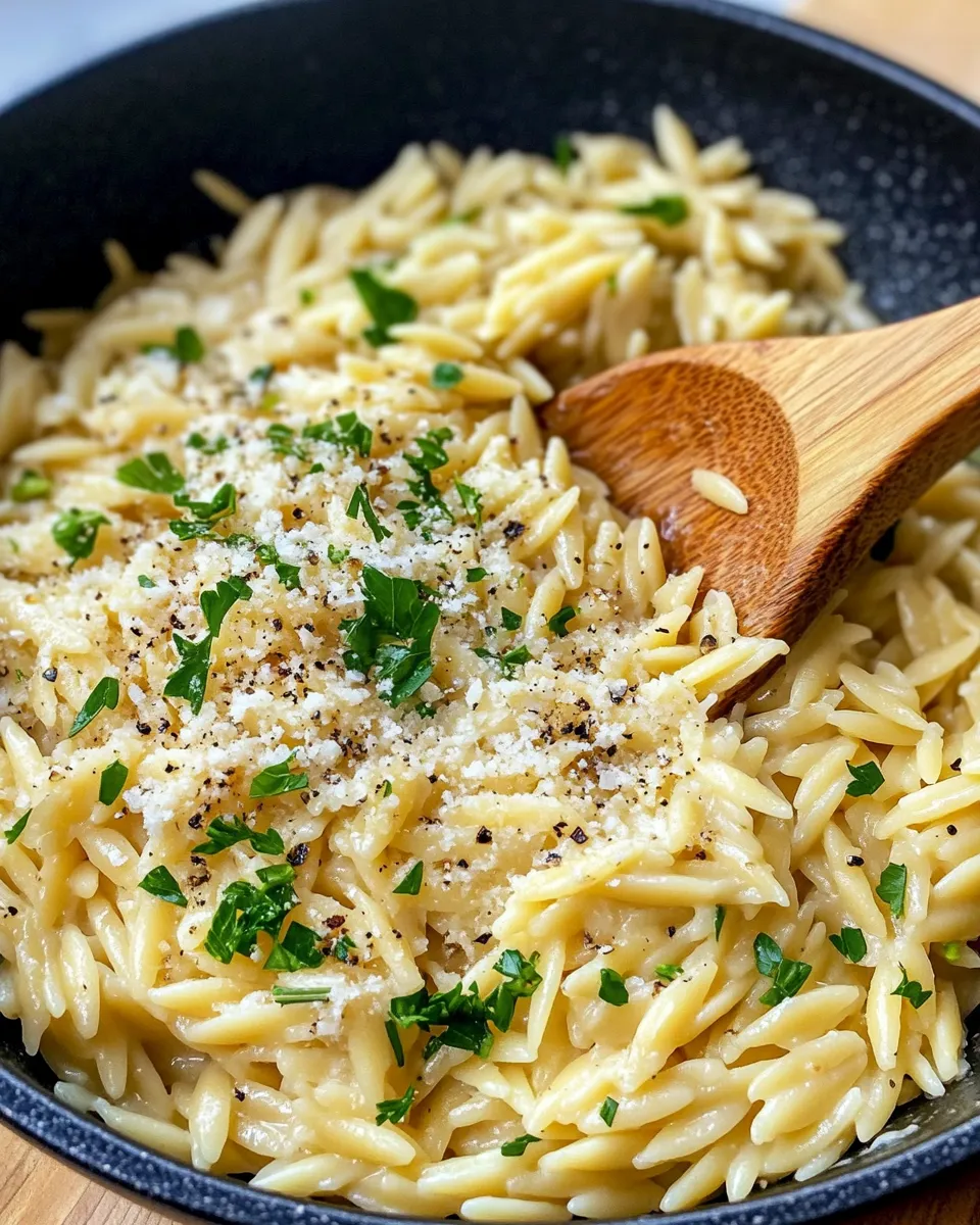 Delicious Creamy Garlic Parmesan Orzo picture