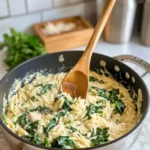 Homemade Creamy Garlic Spinach Orzo photo