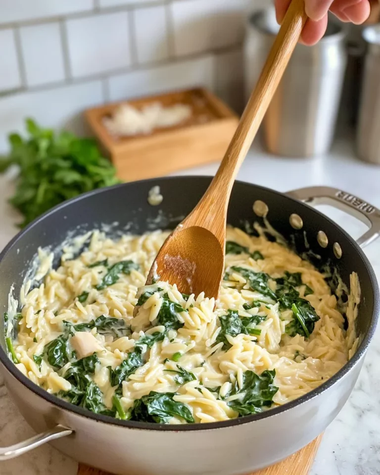 Homemade Creamy Garlic Spinach Orzo photo