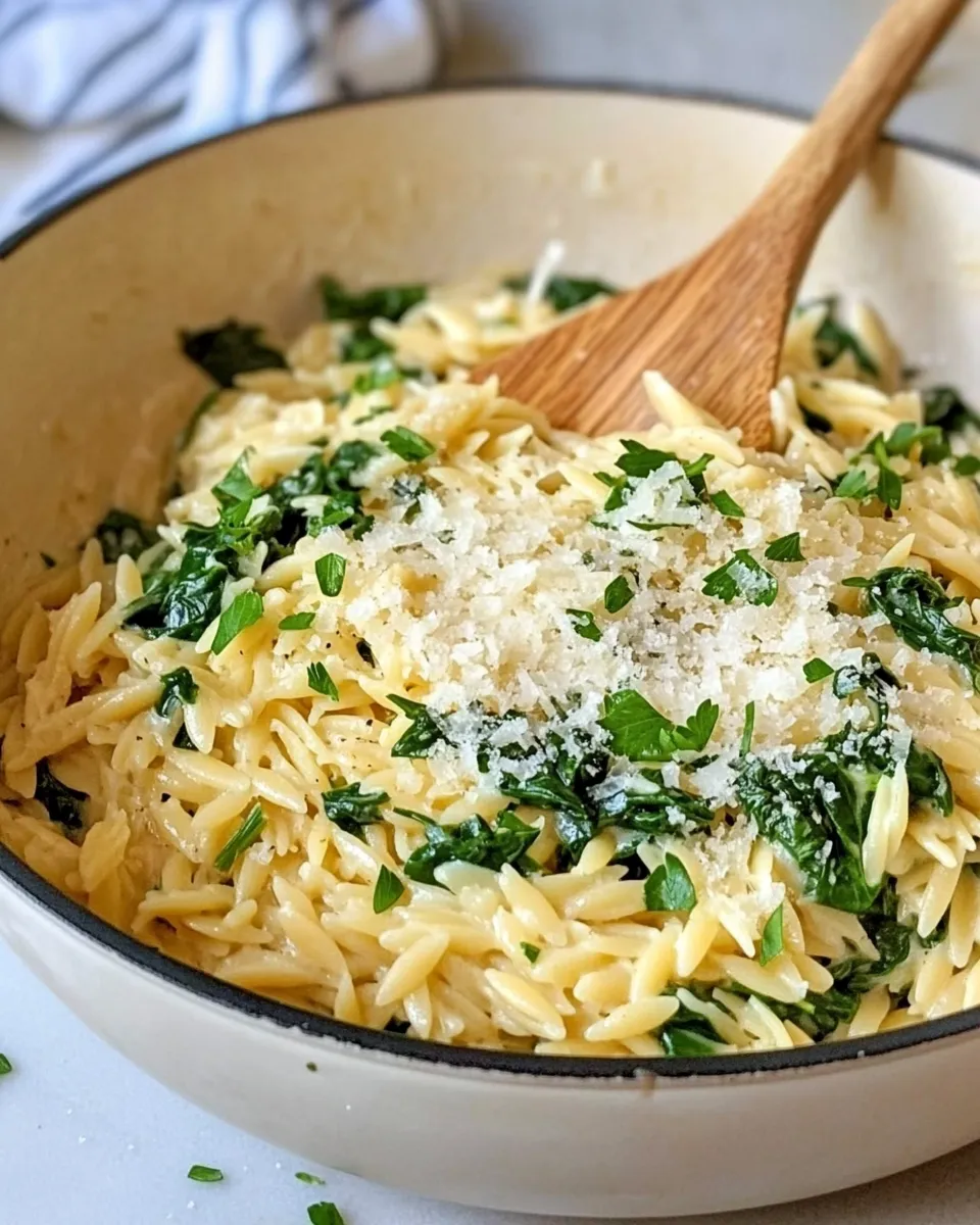 Classic Creamy Garlic Spinach Orzo image