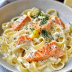 Homemade Creamy Lemon Dill Salmon Pasta recipe photo