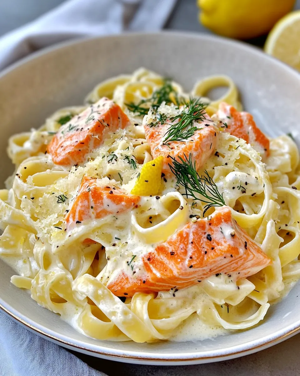 Homemade Creamy Lemon Dill Salmon Pasta recipe photo