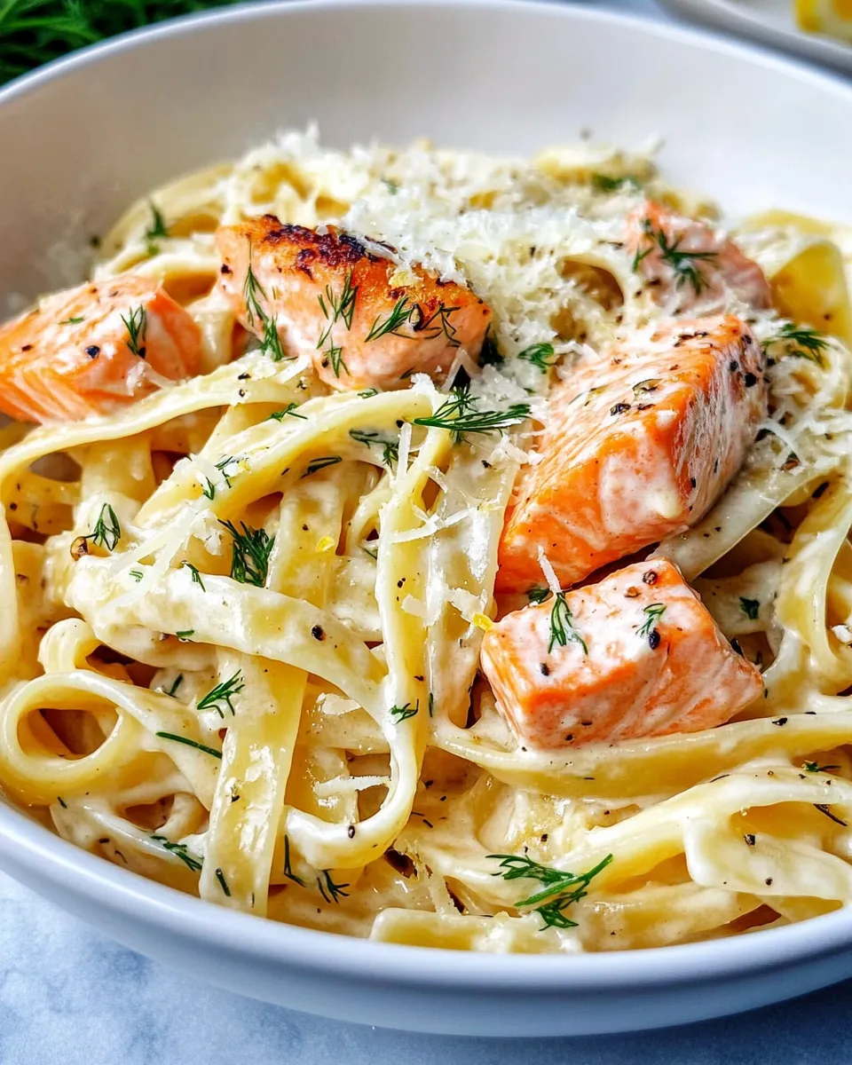 Classic Creamy Lemon Dill Salmon Pasta dish photo
