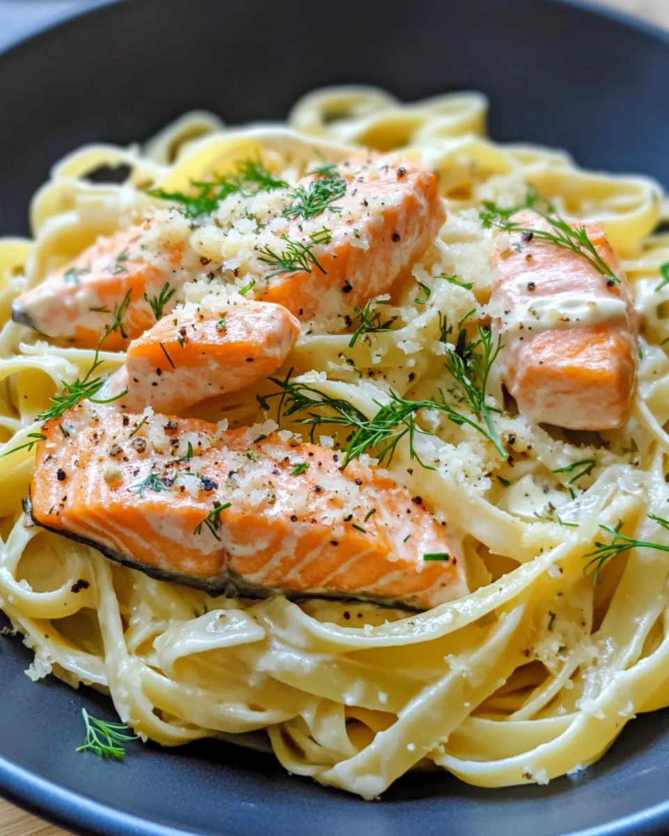 Delicious Creamy Lemon Dill Salmon Pasta photo