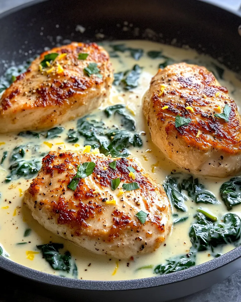 Classic Creamy Lemon Spinach Chicken dish photo