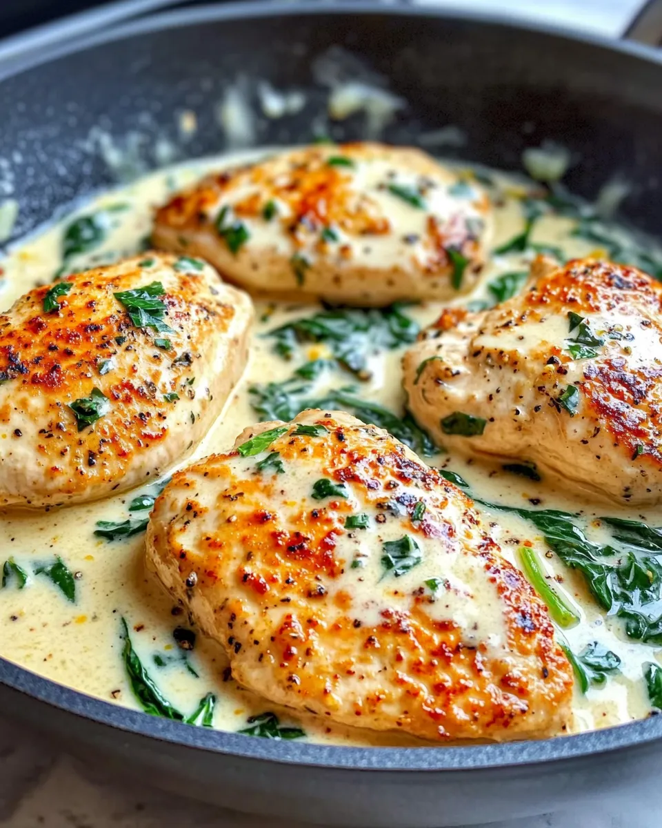 Easy Creamy Lemon Spinach Chicken food shot