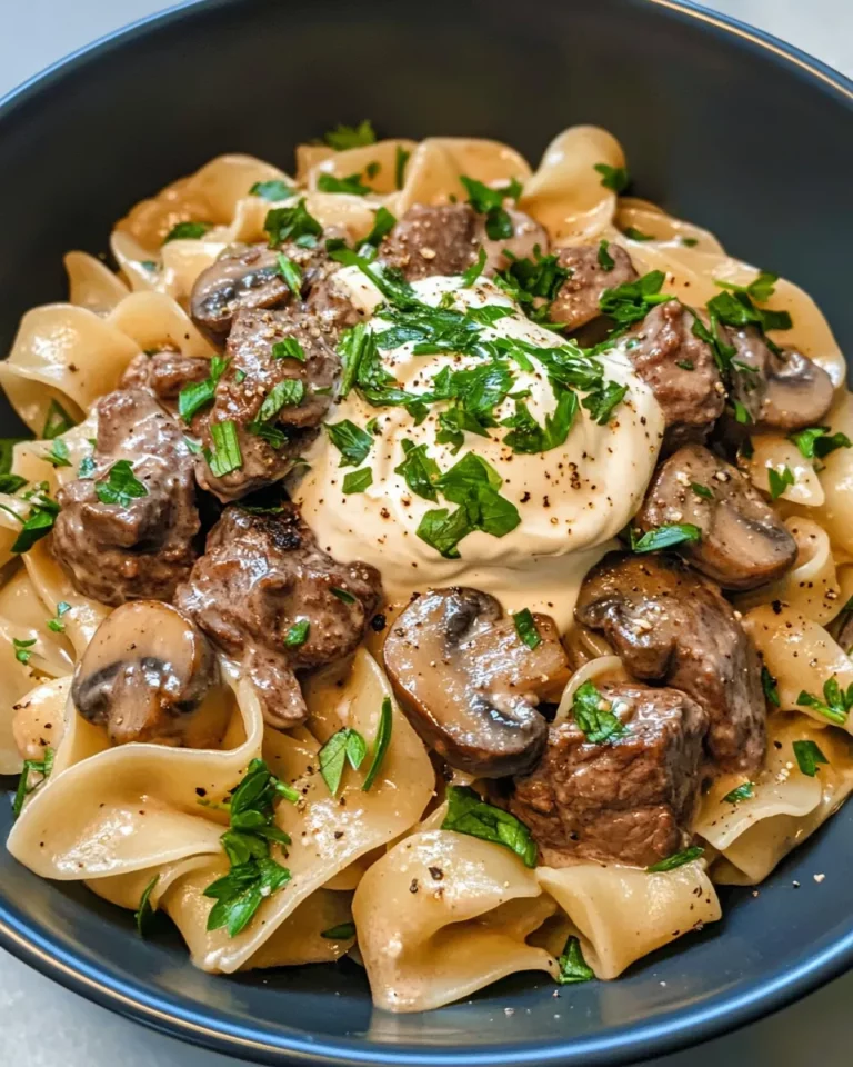 Homemade Creamy Mushroom Beef Stroganoff Noodles recipe photo