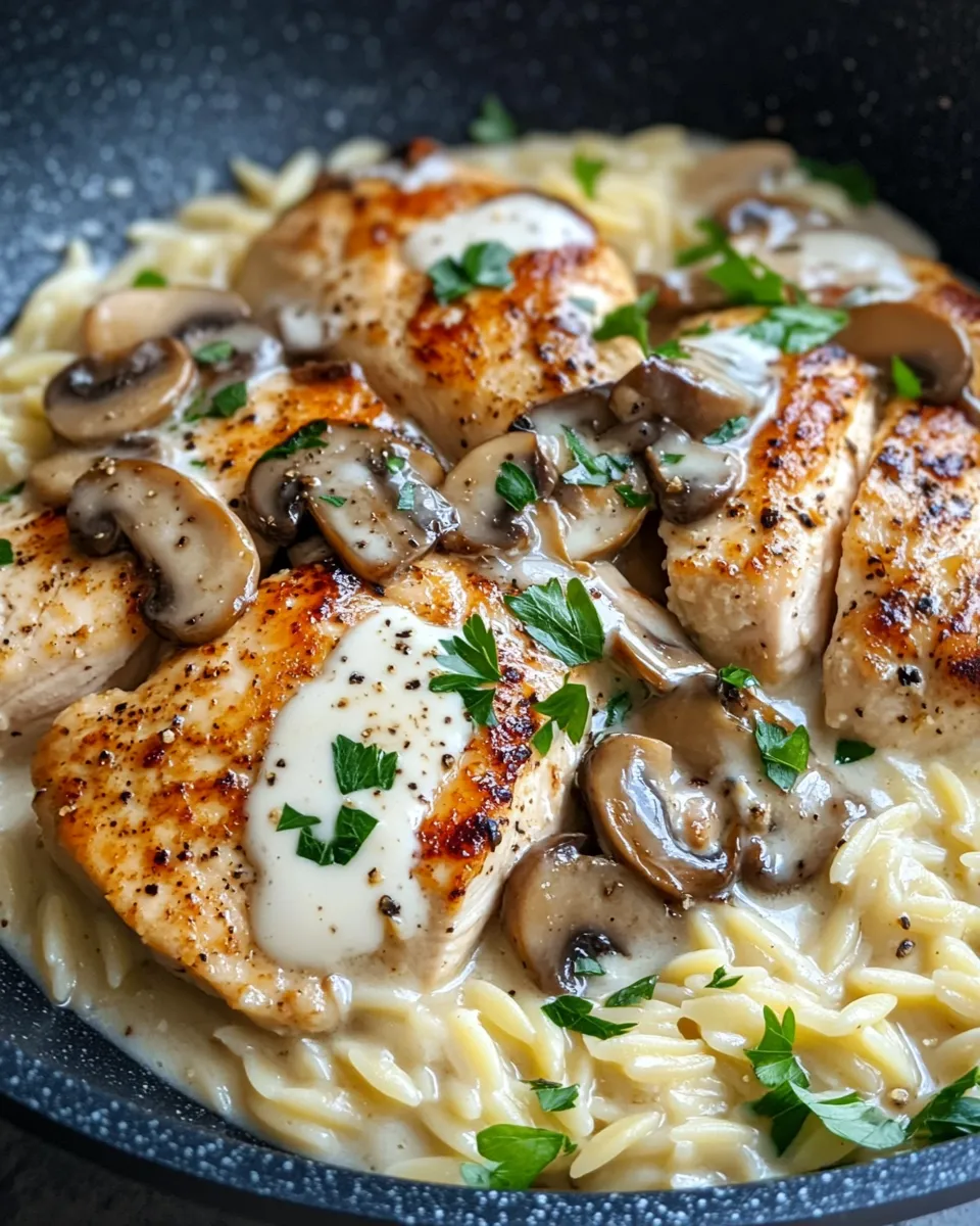 Homemade Creamy Mushroom Chicken Orzo recipe photo