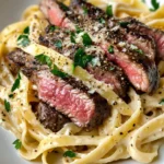 Homemade Creamy Peppercorn Steak Pasta recipe photo