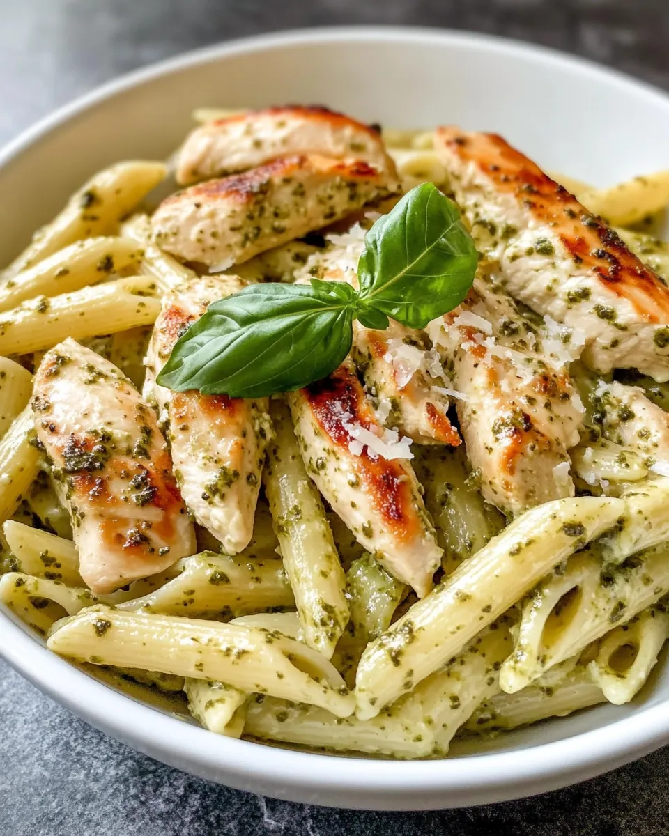 Classic Creamy Pesto Chicken Penne dish photo