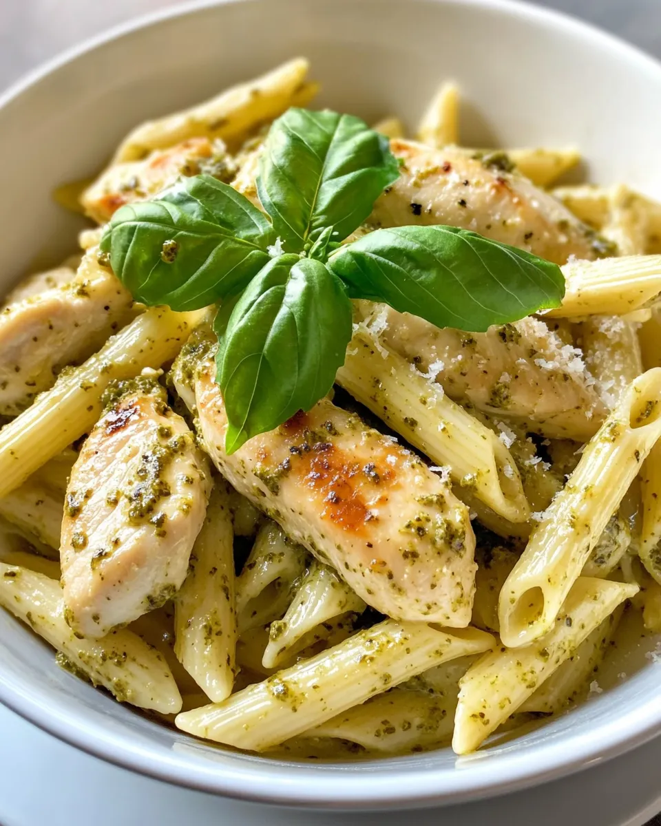 Easy Creamy Pesto Chicken Penne food shot