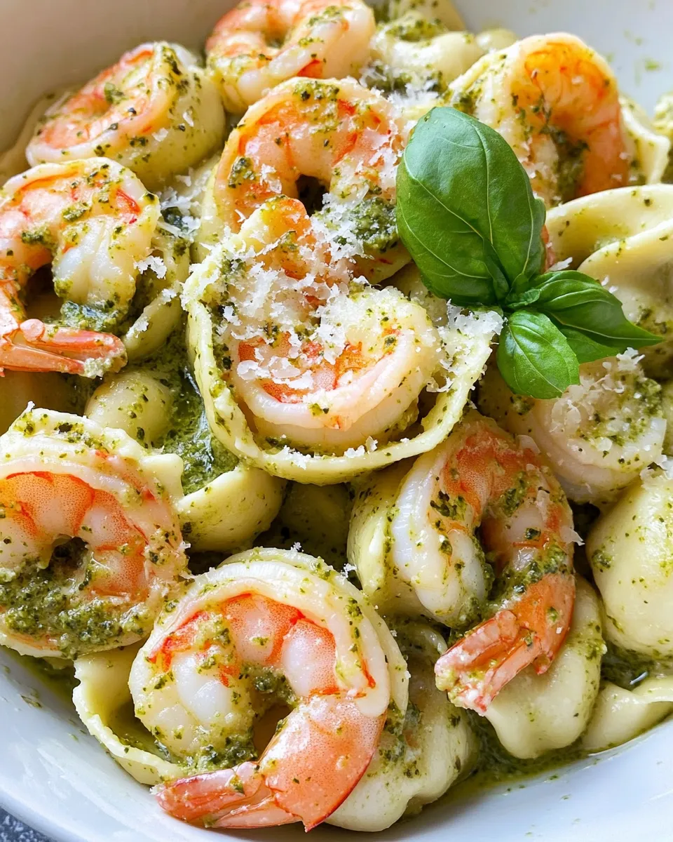 Homemade Creamy Pesto Shrimp Tortellini recipe photo