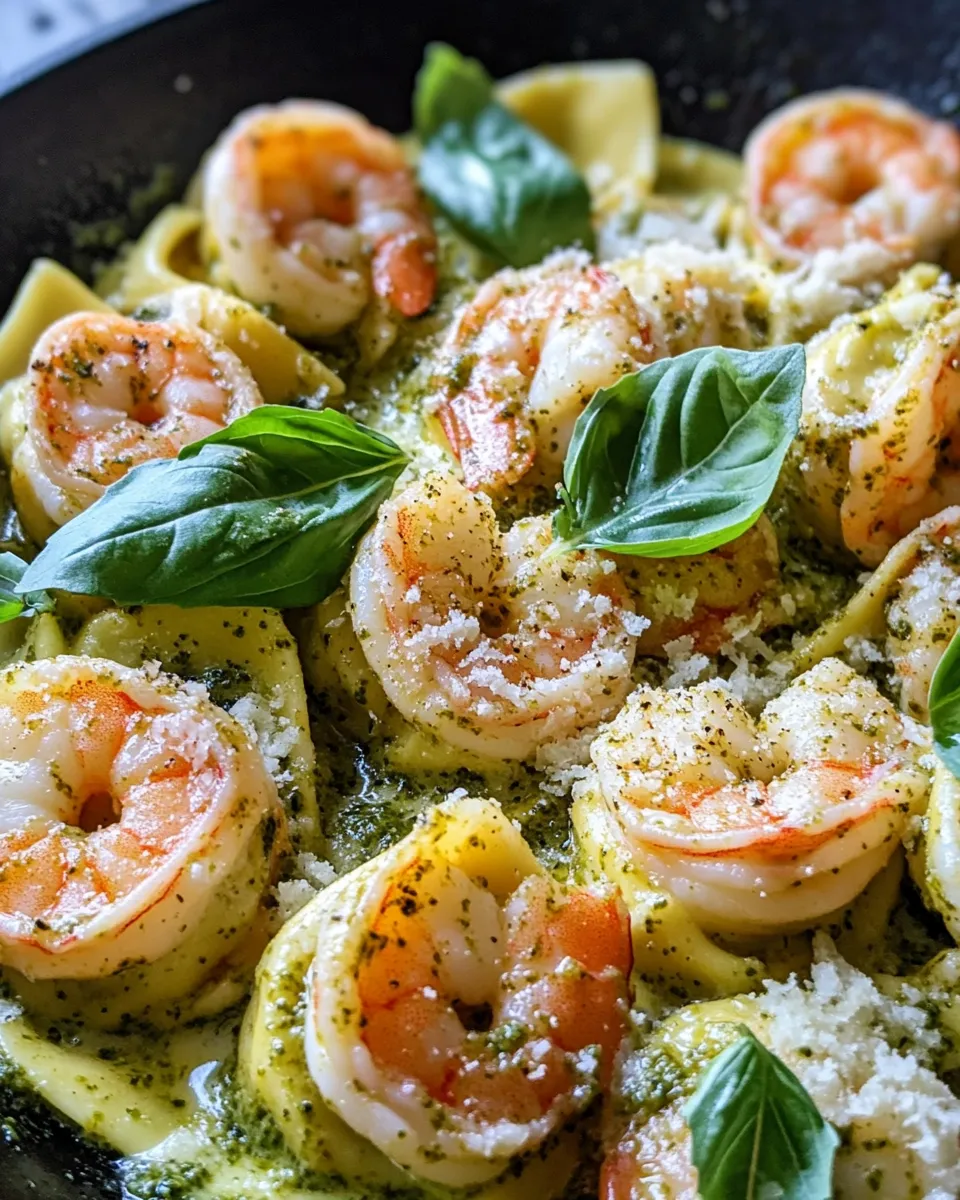 Delicious Creamy Pesto Shrimp Tortellini plate image