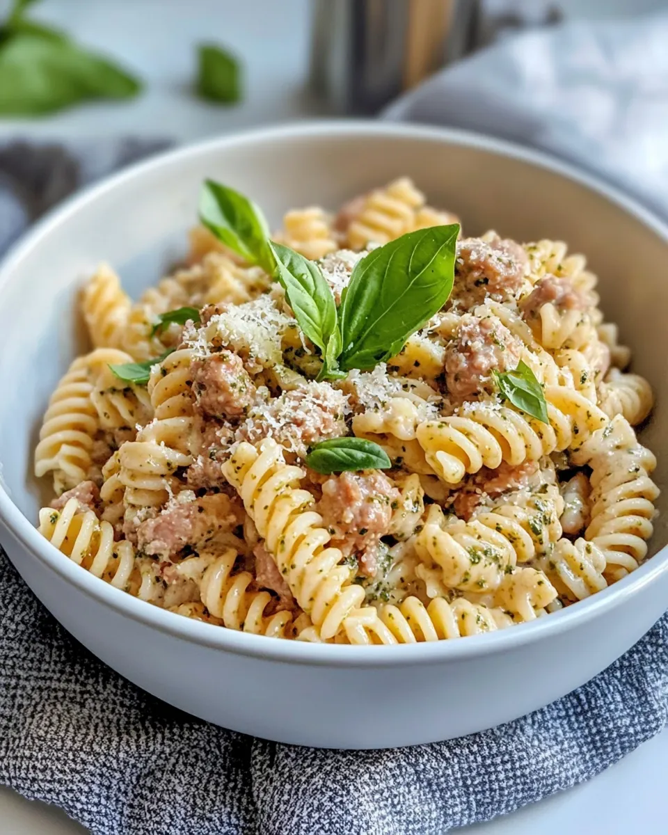Homemade Creamy Pesto Turkey Rotini photo