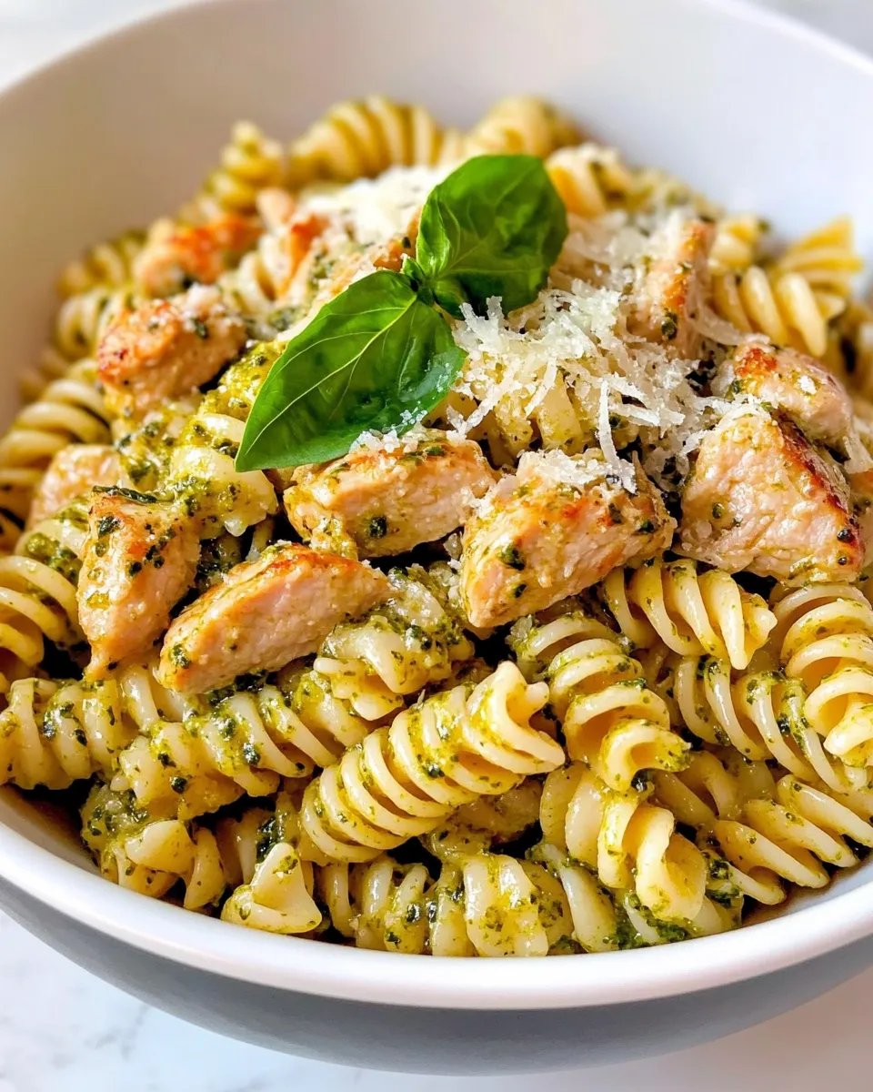Easy Creamy Pesto Turkey Rotini recipe photo