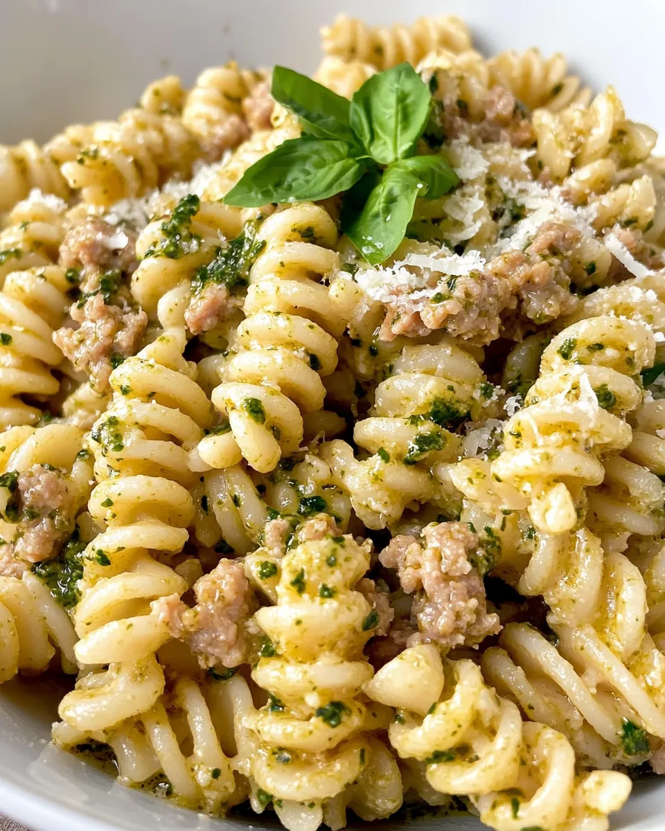 Delicious Creamy Pesto Turkey Rotini dish photo