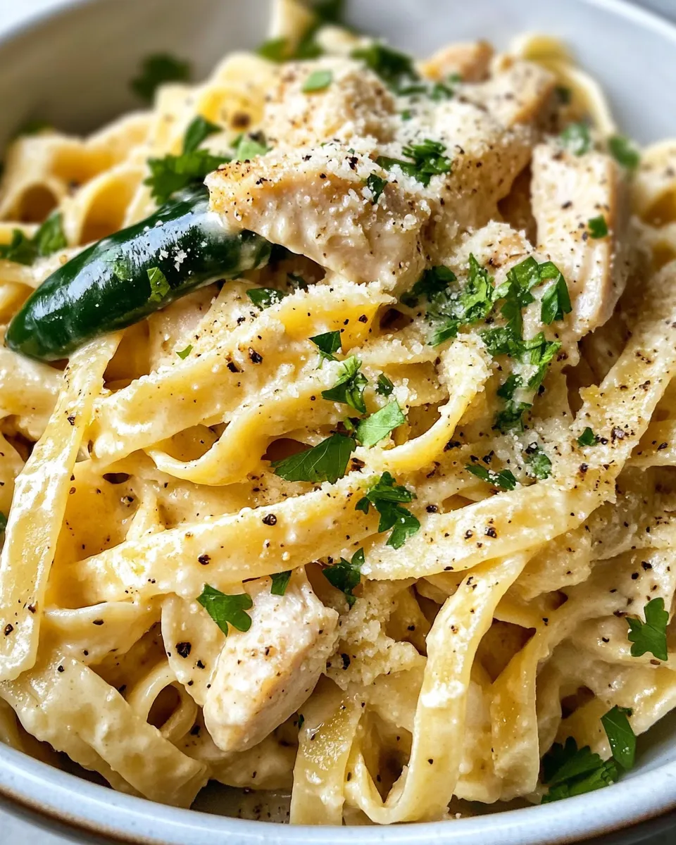 Homemade Creamy Poblano Chicken Pasta photo