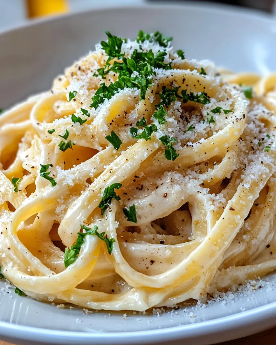 Easy Creamy Roasted Garlic Alfredo Pasta food shot