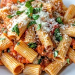 Homemade Creamy Roasted Red Pepper Rigatoni photo