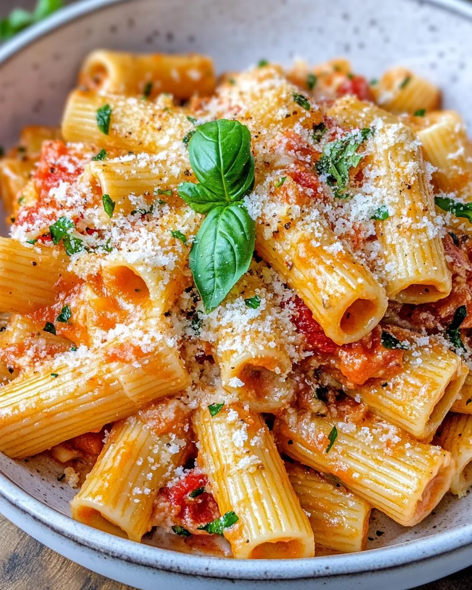 Easy Creamy Roasted Red Pepper Rigatoni recipe image