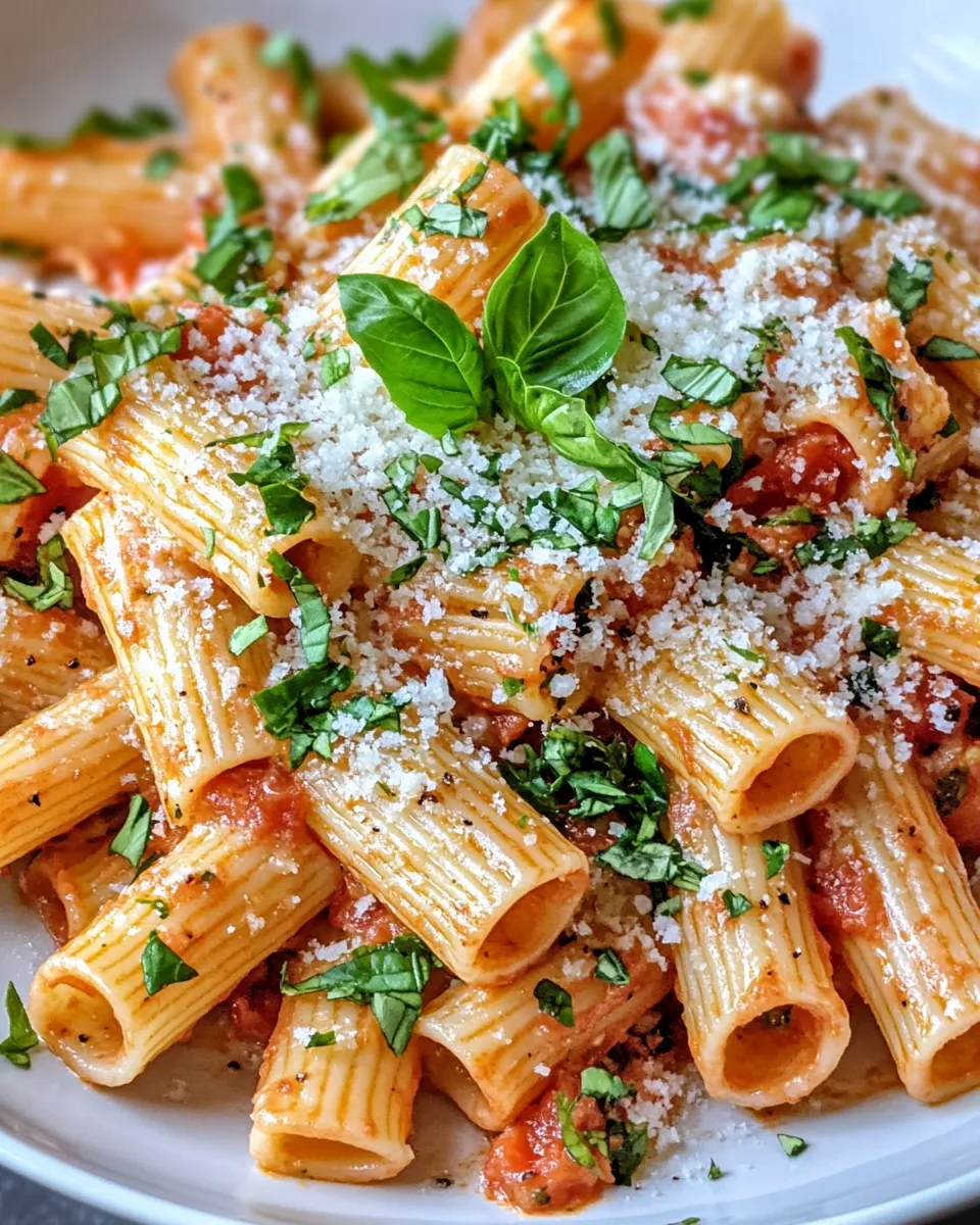 Delicious Creamy Roasted Red Pepper Rigatoni dish photo