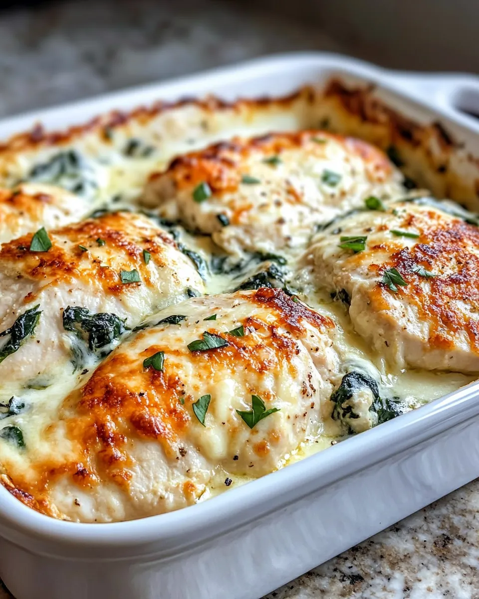 Classic Creamy Spinach Artichoke Chicken Bake dish photo