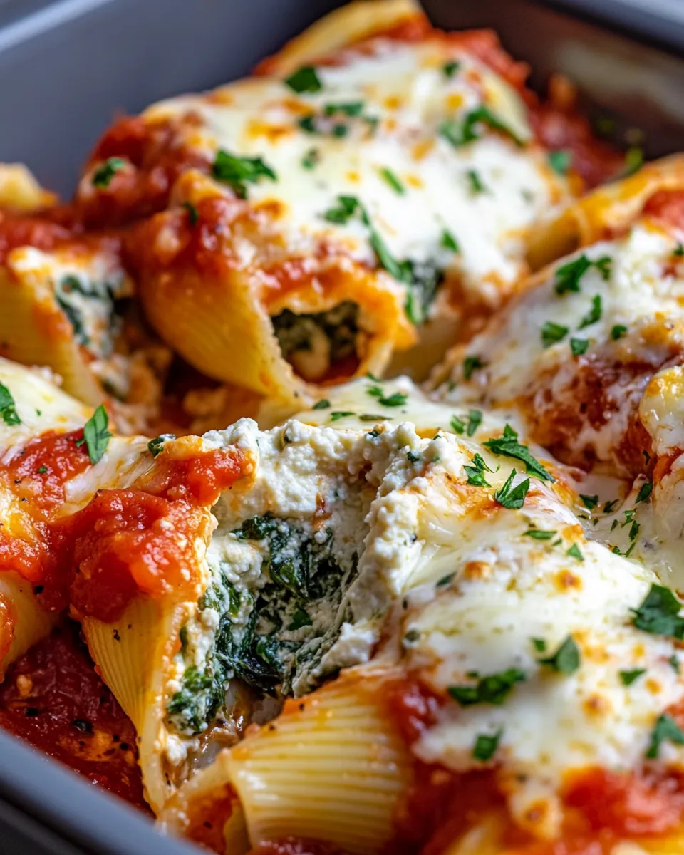 Easy Creamy Spinach Ricotta Stuffed Shells food shot