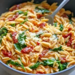 Homemade Creamy Spinach Sun-Dried Tomato Orzo photo