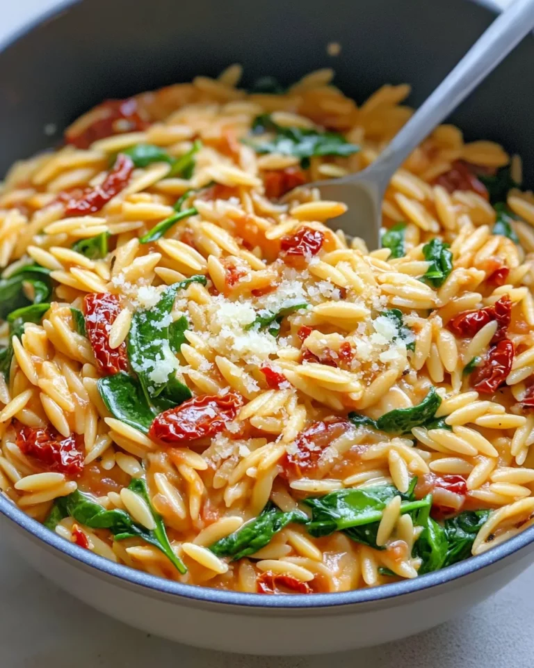 Homemade Creamy Spinach Sun-Dried Tomato Orzo photo