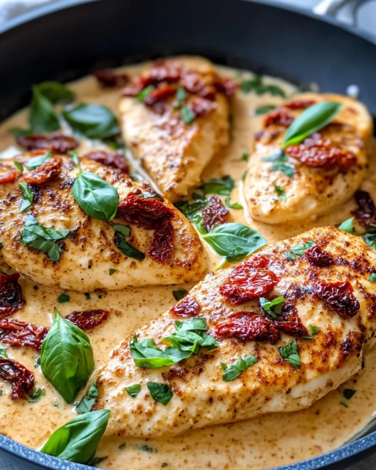 Delicious Creamy Sun-Dried Tomato Chicken food shot